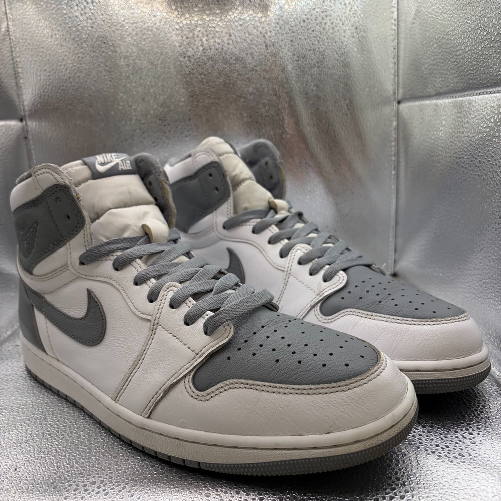Size 11.5 Air Jordan 1 Retro High OG Stealth White Gray Mens Shoes 555088-037